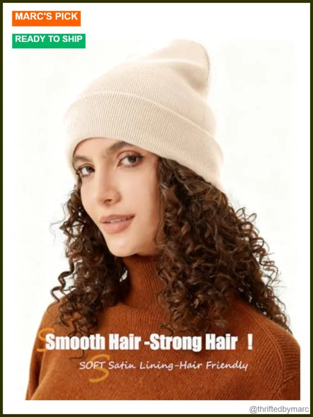 Satin Lined Knit Beanie Hat - 100% Cotton Winter Skull Cap Unisex